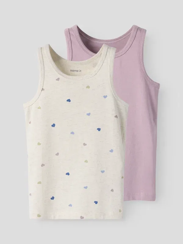 Майка 2 штуки, хлопок, Nmftank, Name It, Peyote Melange/Mauve Shadows, сиреневый