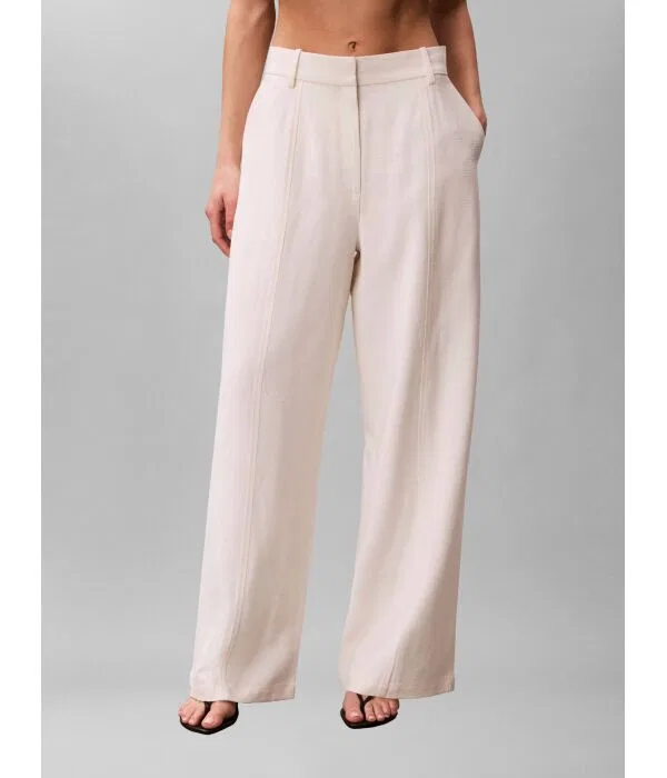 Женские брюки прямого кроя из вискозы Calvin Klein, Ecru