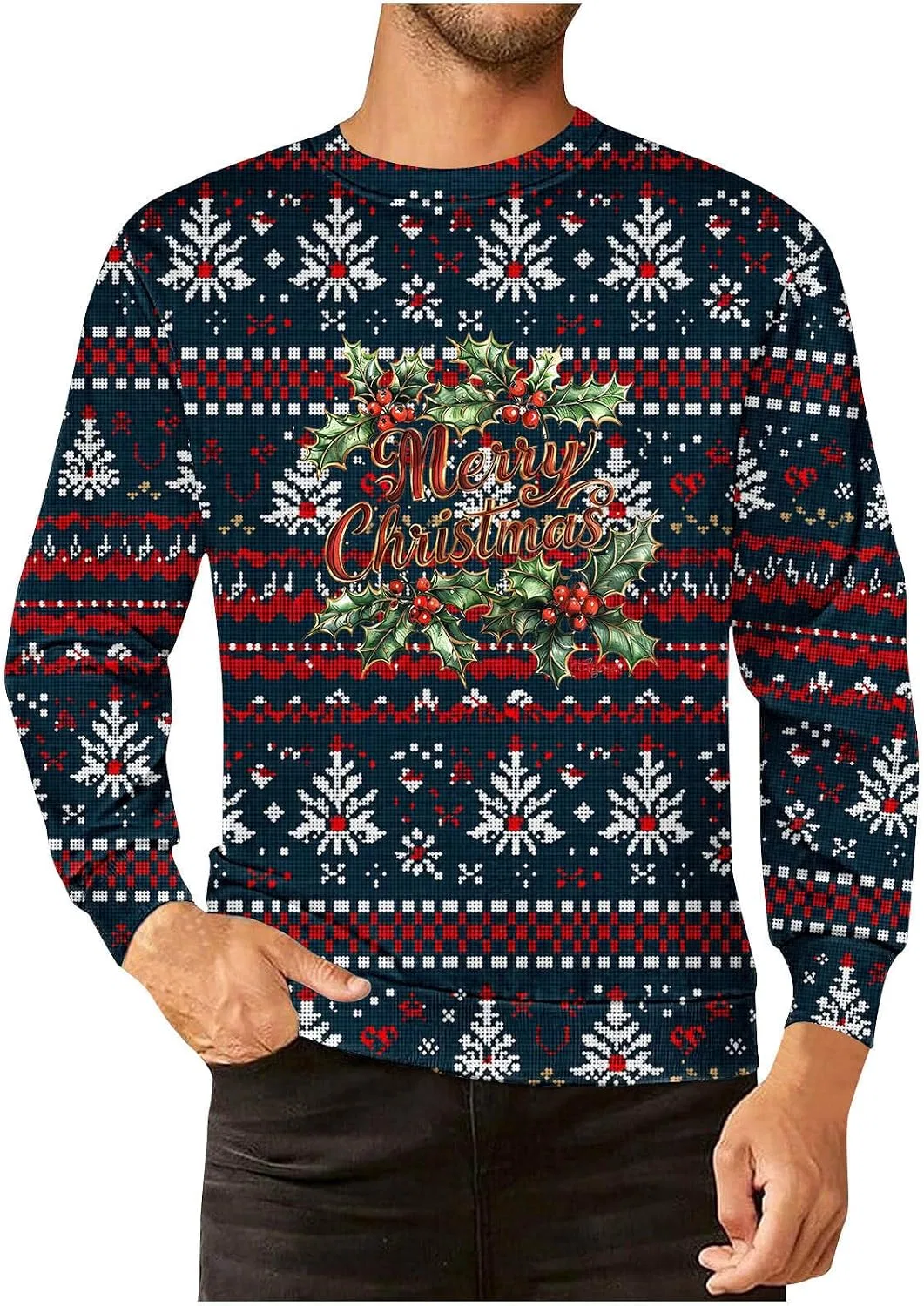 Мужская футболка с принтом Christmas Long Sleeve, Multicolor