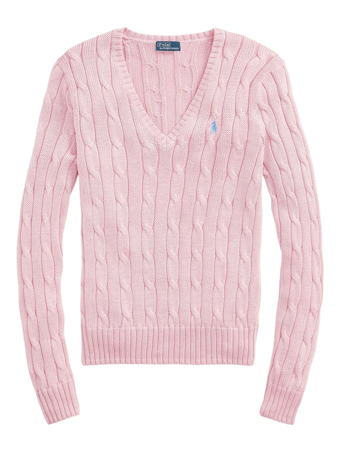Свитер с V-образным вырезом и косичками Polo Ralph Lauren, карамельный розовый