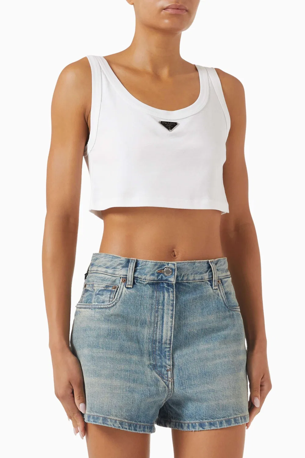 Топ без рукавов Triangle Logo Crop Prada