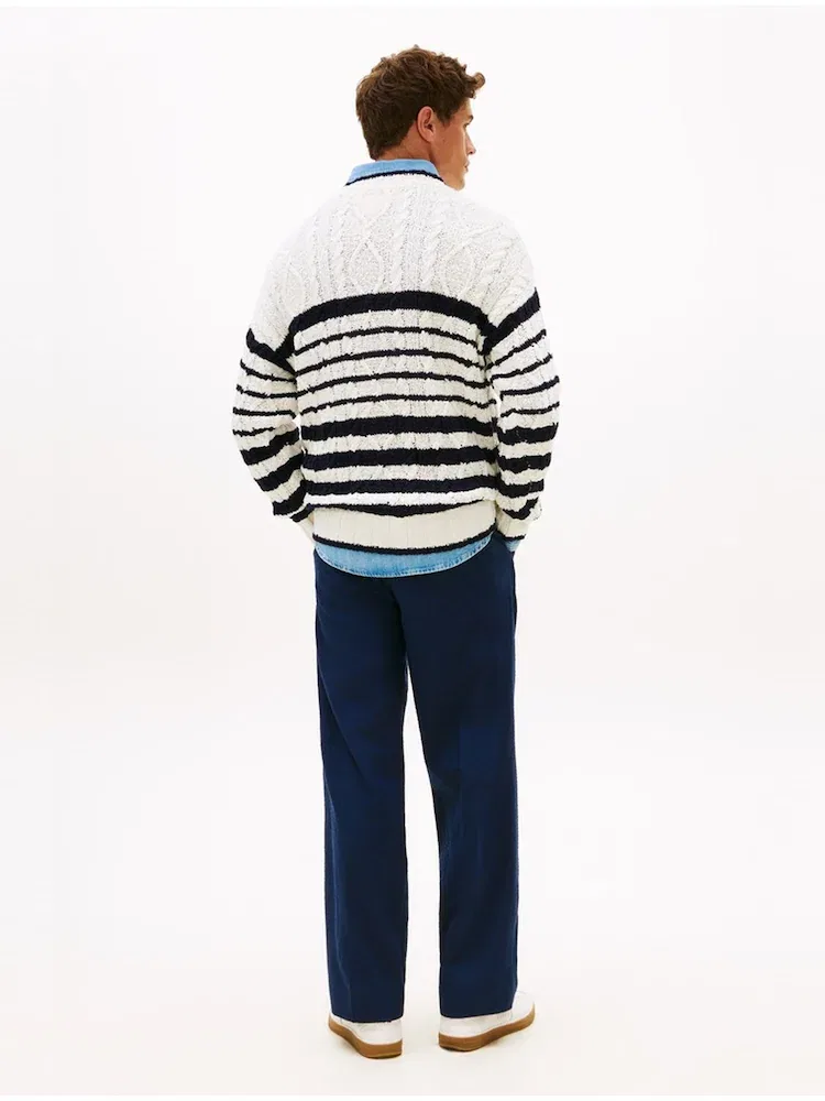 Свитер с кабельным узором, Flag Cable Crewneck TOMMY HILFIGER, White — фото 3