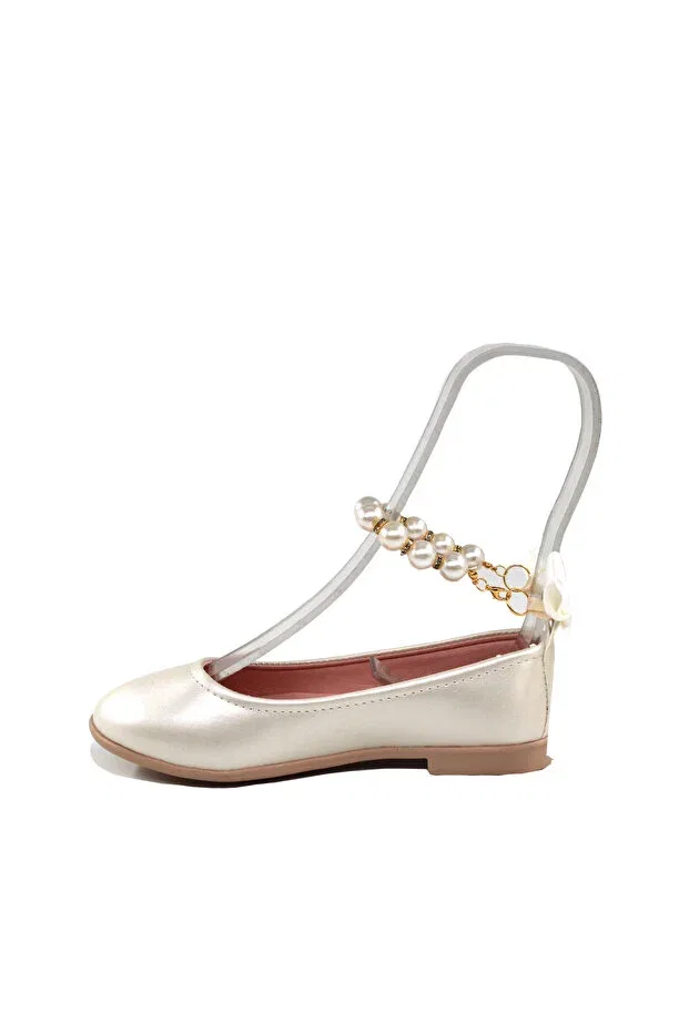 Детские балетки для девочек с жемчугом Orthopedic insole with pearl and bow detail daily girl's ballet flats Pabuçland, Sedef — фото 2