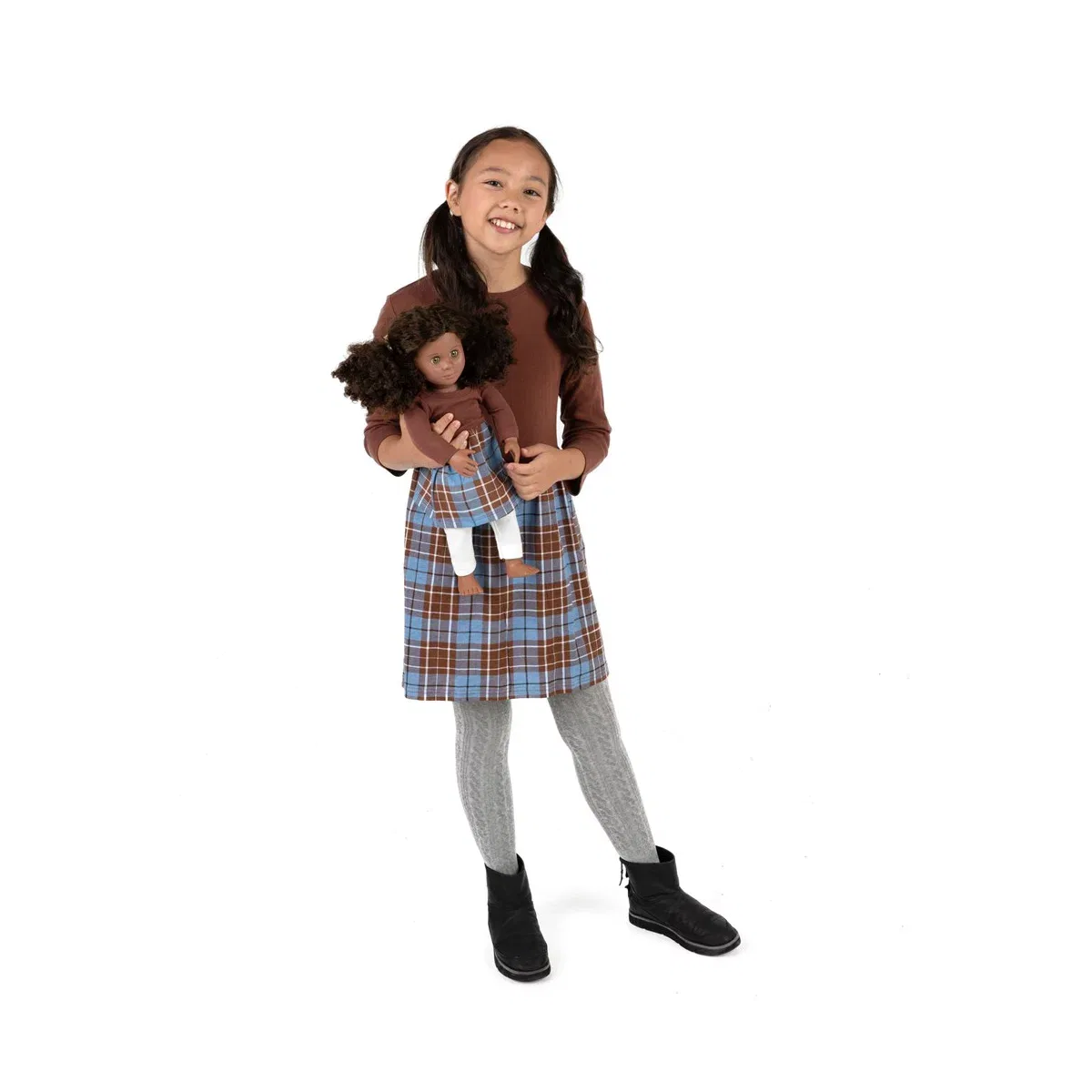 Детское платье-юбка для девочек с длинным рукавом Girl and Doll Skirt Dress LEVERET, Brown