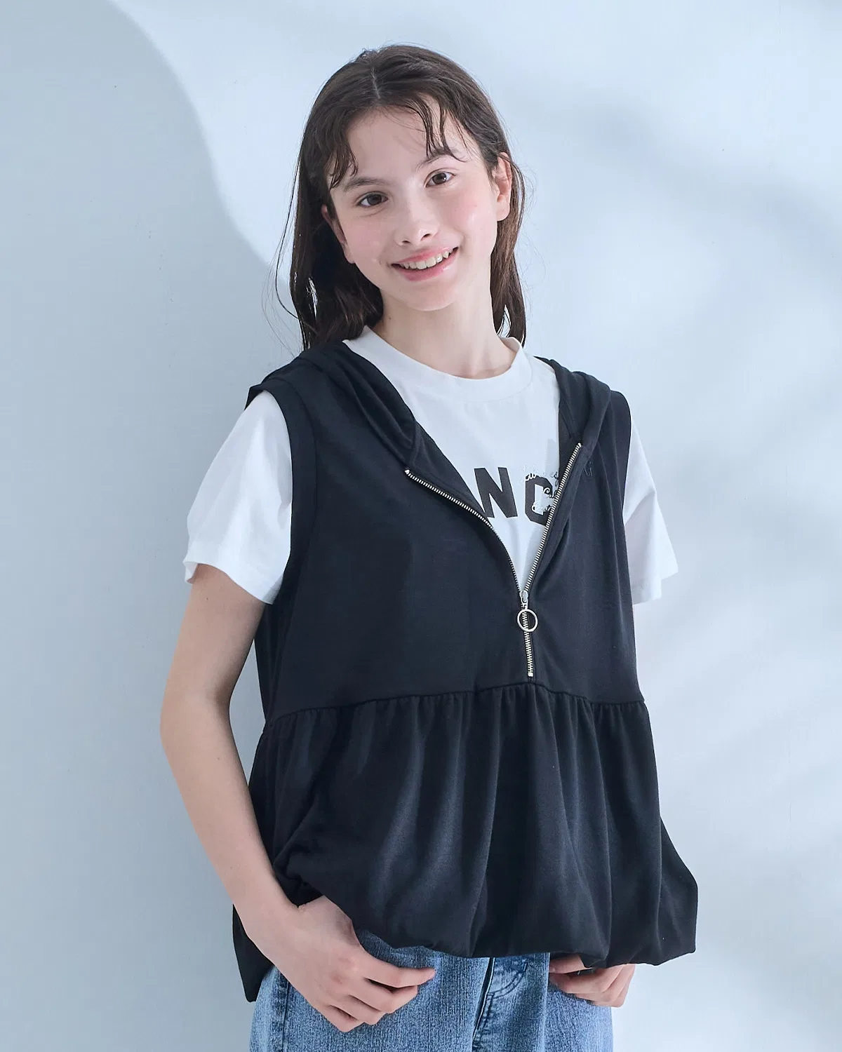 Детский комплект из худи и футболки с принтом, модель AMI, pom ponette junior, Black