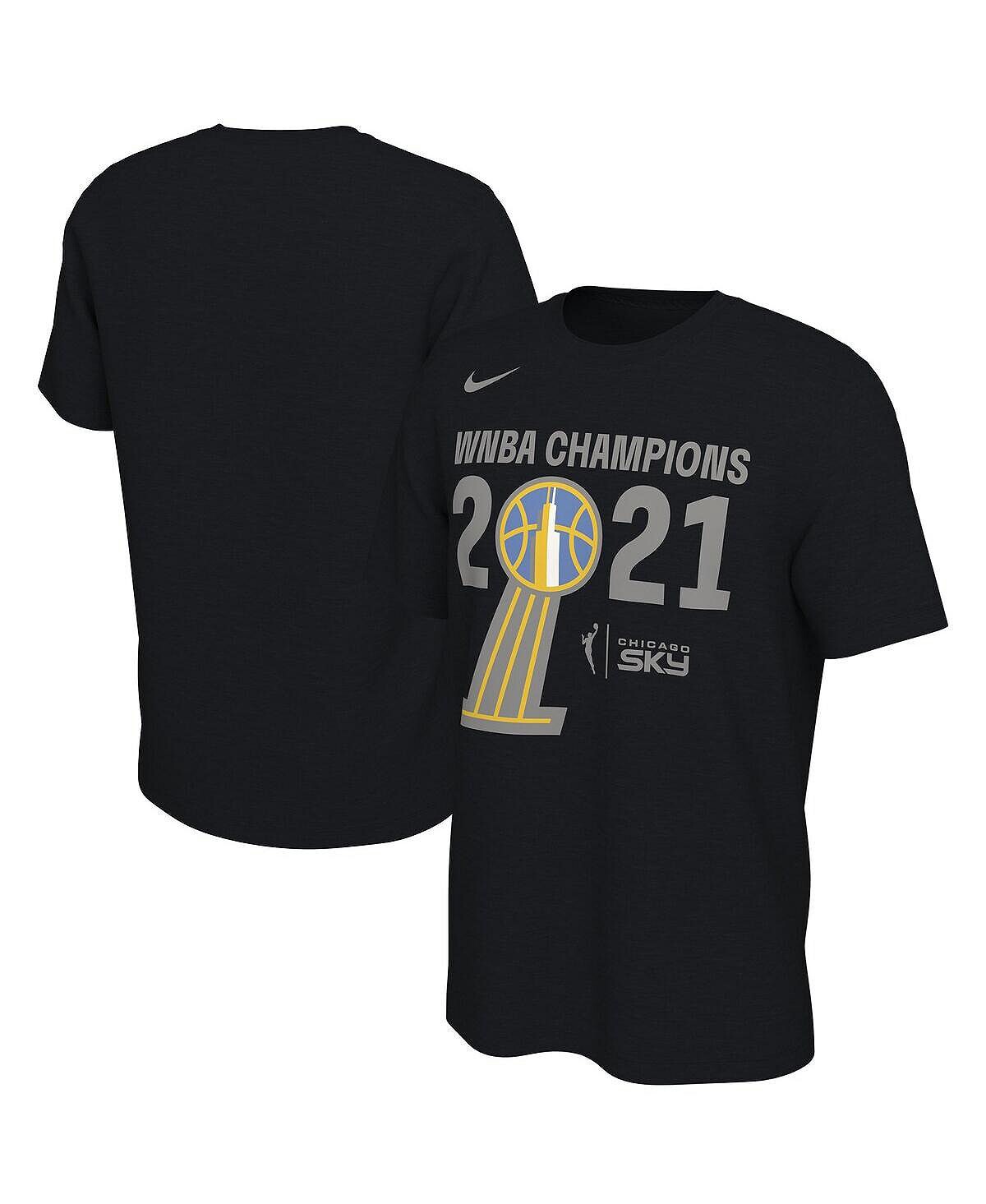 

Мужская черная футболка chicago sky 2021 wnba champions trophy banner Nike, черный