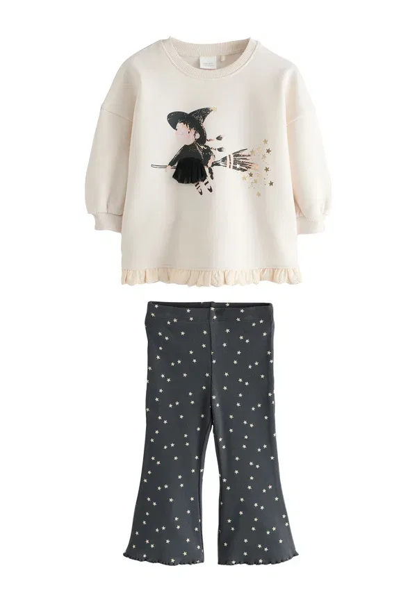 Комплект из худи и брюк с принтом Regular fit - frill hem set - sweatshirt Next, cream halloween witch, кремовый