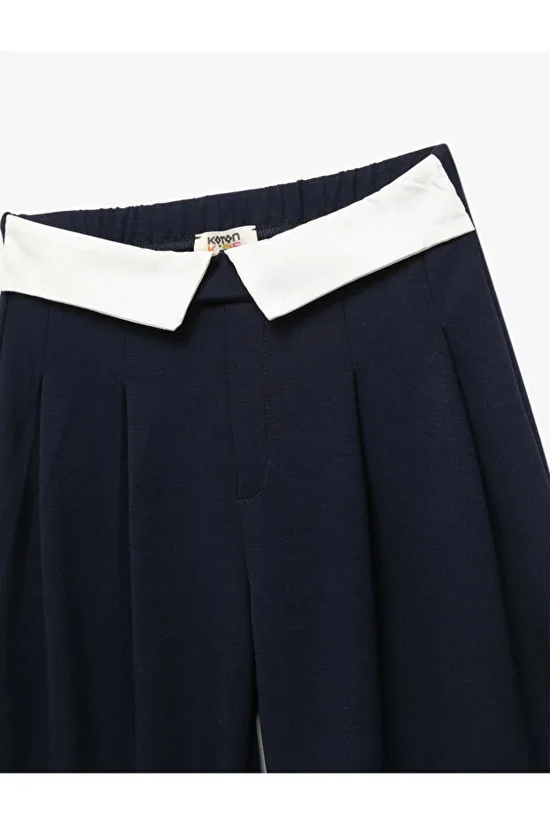 Детские брюки для девочек с высокой талией Koton, Navy Blue — фото 3