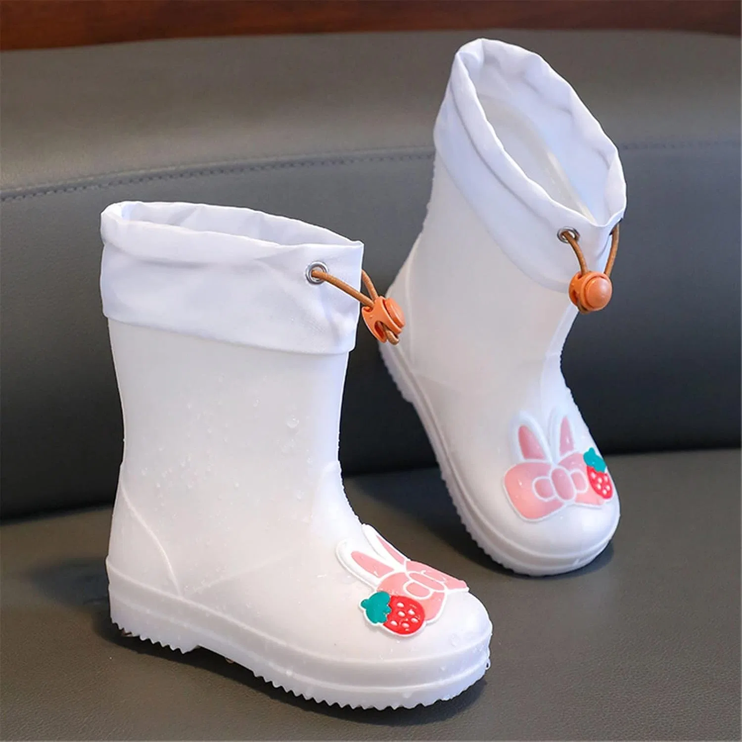 Детские резиновые сапоги для девочек с утеплителем Pink Ballet, White — фото 3