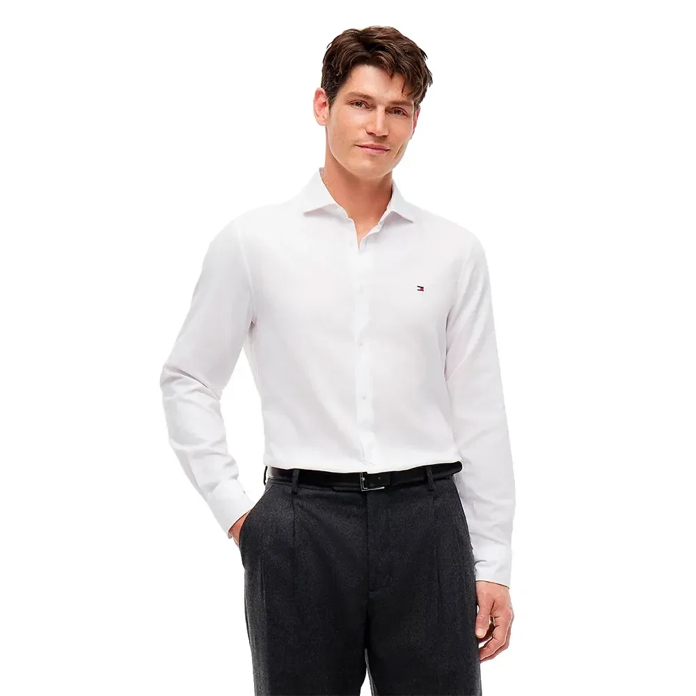 Мужская рубашка из оксфордского хлопка с длинным рукавом Tommy hilfiger, White