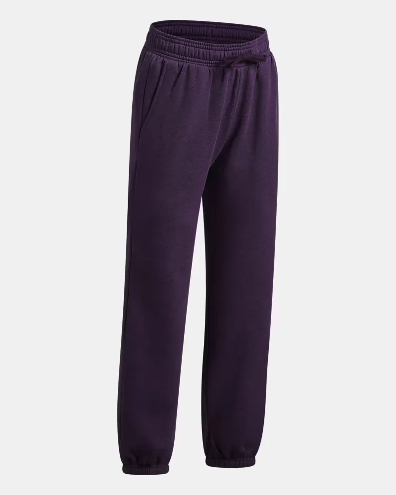 Джоггеры для девочек 66 см утепленные флисовые с начесом UA Rival Fleece UnderArmour, Purple Echo Light Heather/White — фото 3