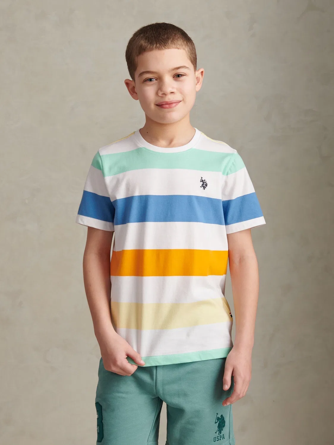 Футболка с блочной полосой U.S. Polo Assn, белый
