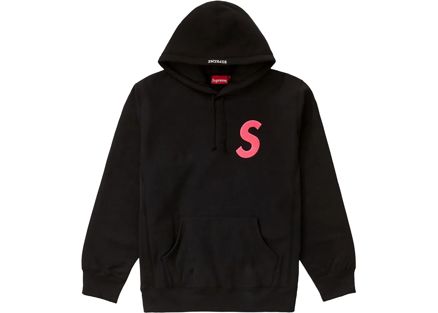 Мужской худи с контрастным аппликационным логотипом Supreme Hooded Sweatshirt (FW19), Black