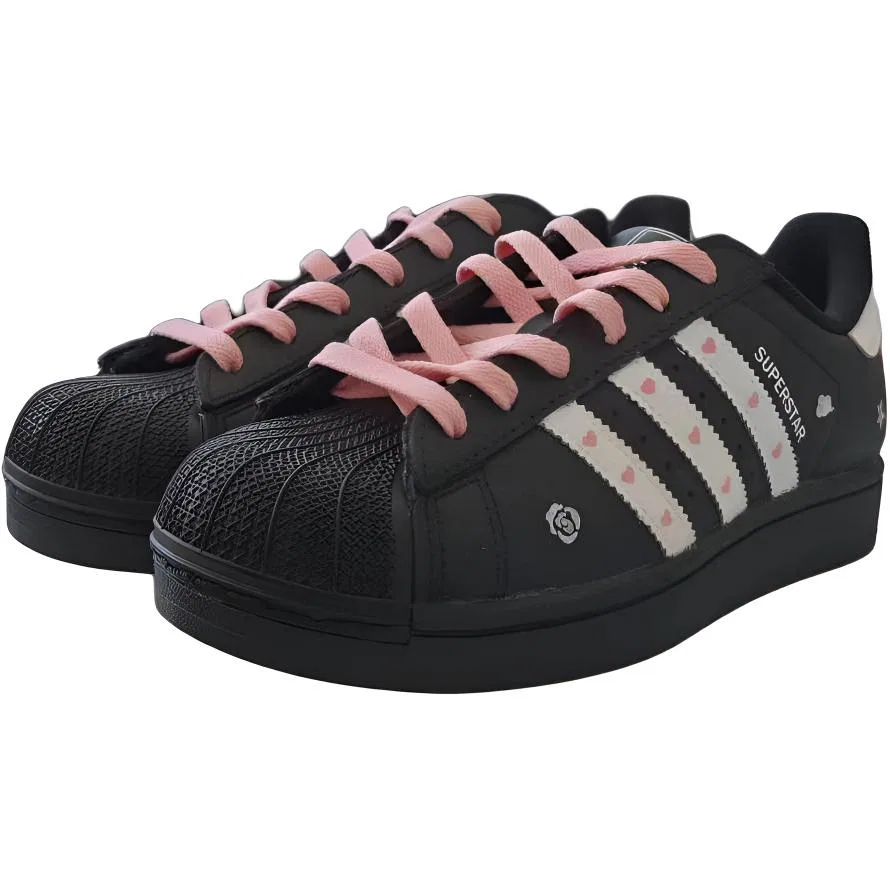 Детские кроссовки для скейтбординга с ручной росписью Superstar 2 Adidas Originals, Black — фото 4