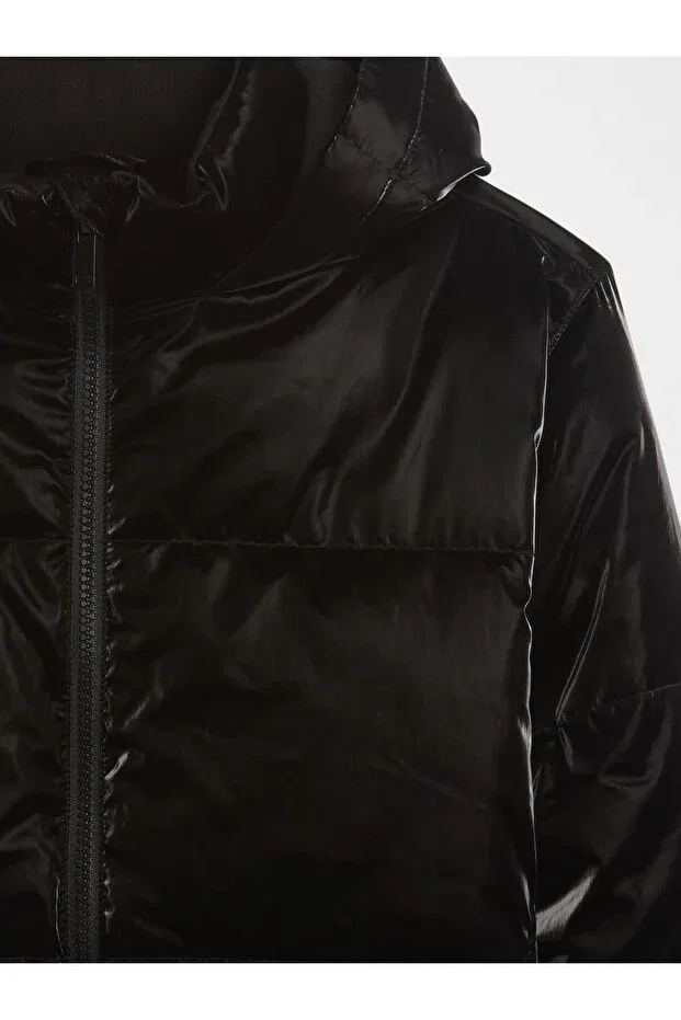 Детский пуховик для девочек с капюшоном Basics Gap, Black-000 — фото 2