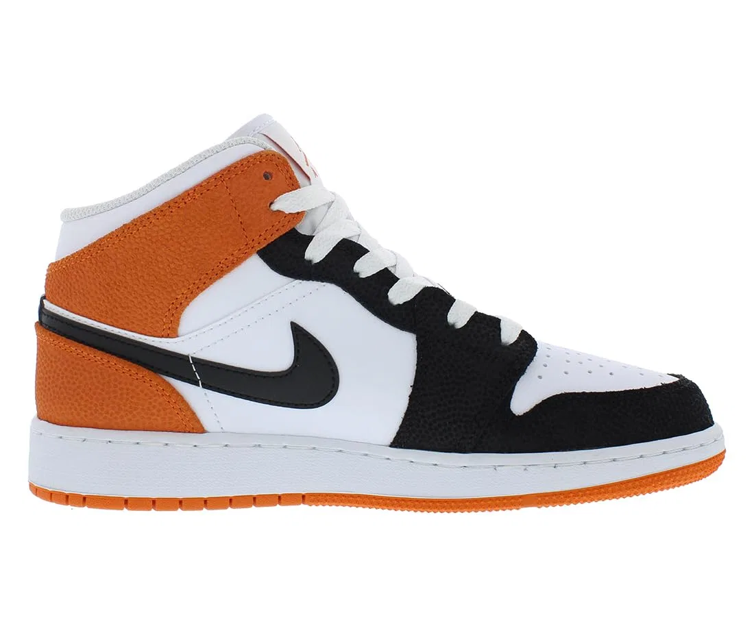 Детские кроссовки для мальчиков Air Jordan 1 Mid Se (Gs) NIKE, White Black Starfish White — фото 2