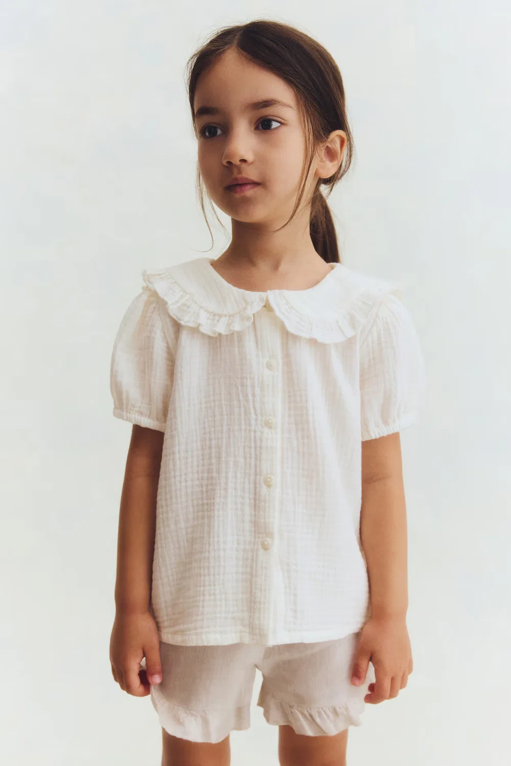 Блузка из хлопчатобумажной ткани H&M, Cremefarben