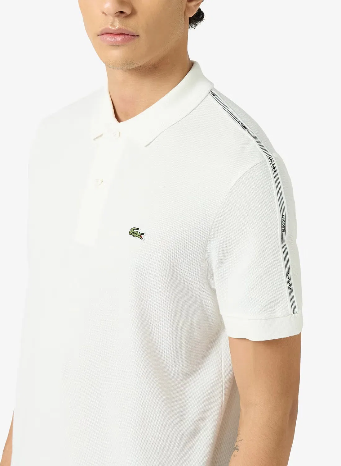Поло с полосатым поясом Regular fit Lacoste, белый — фото 3