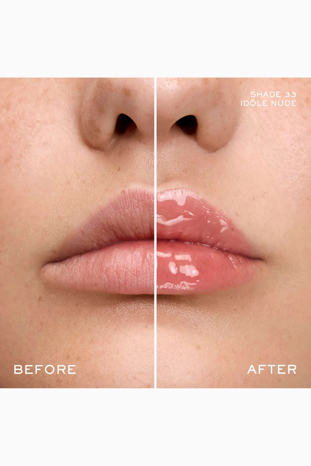 Блеск для губ увлажняющий Idôle Juicytreat Juicy Oil-in-Gloss Lancôme, нюдовый — фото 4