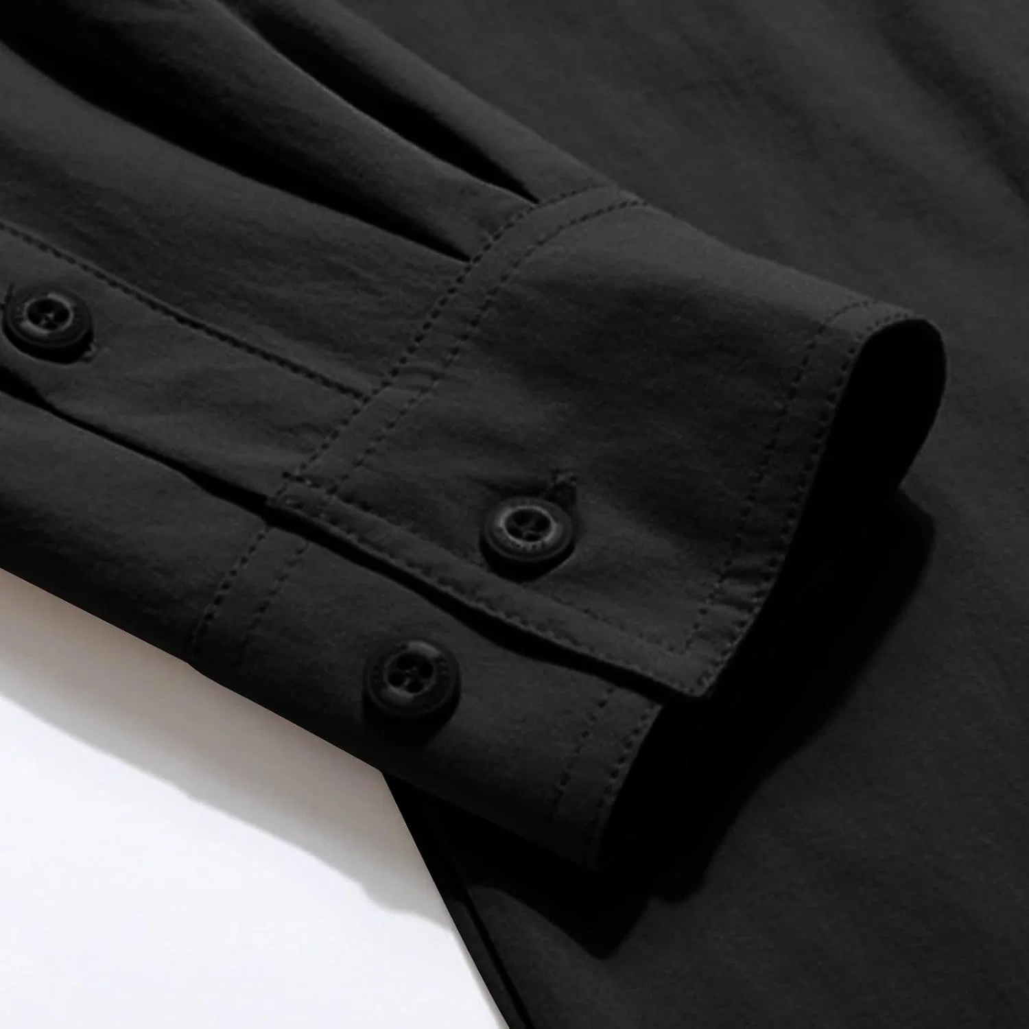 Мужская хлопковая рубашка военного кроя с длинным рукавом, Cargo Shirts for Men, чёрный — фото 4