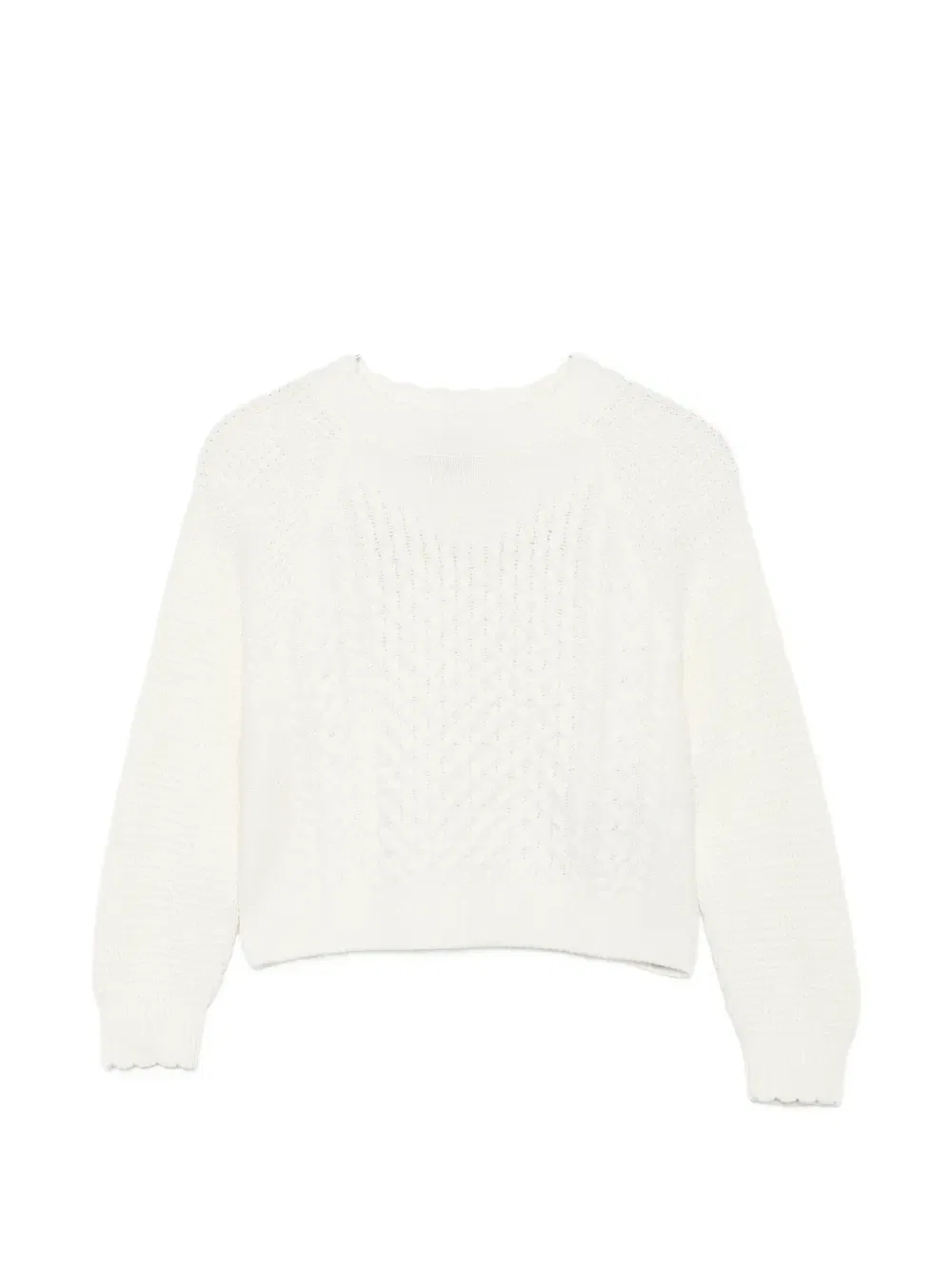 Свитер с косами и волнистым краем Emporio Armani Kids, белый