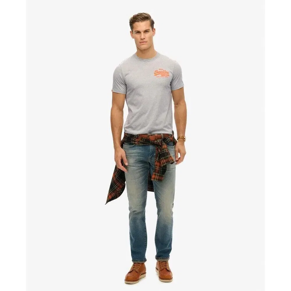 Мужская хлопковая футболка Superdry Vintage, Grau Hellzinngrau — фото 3