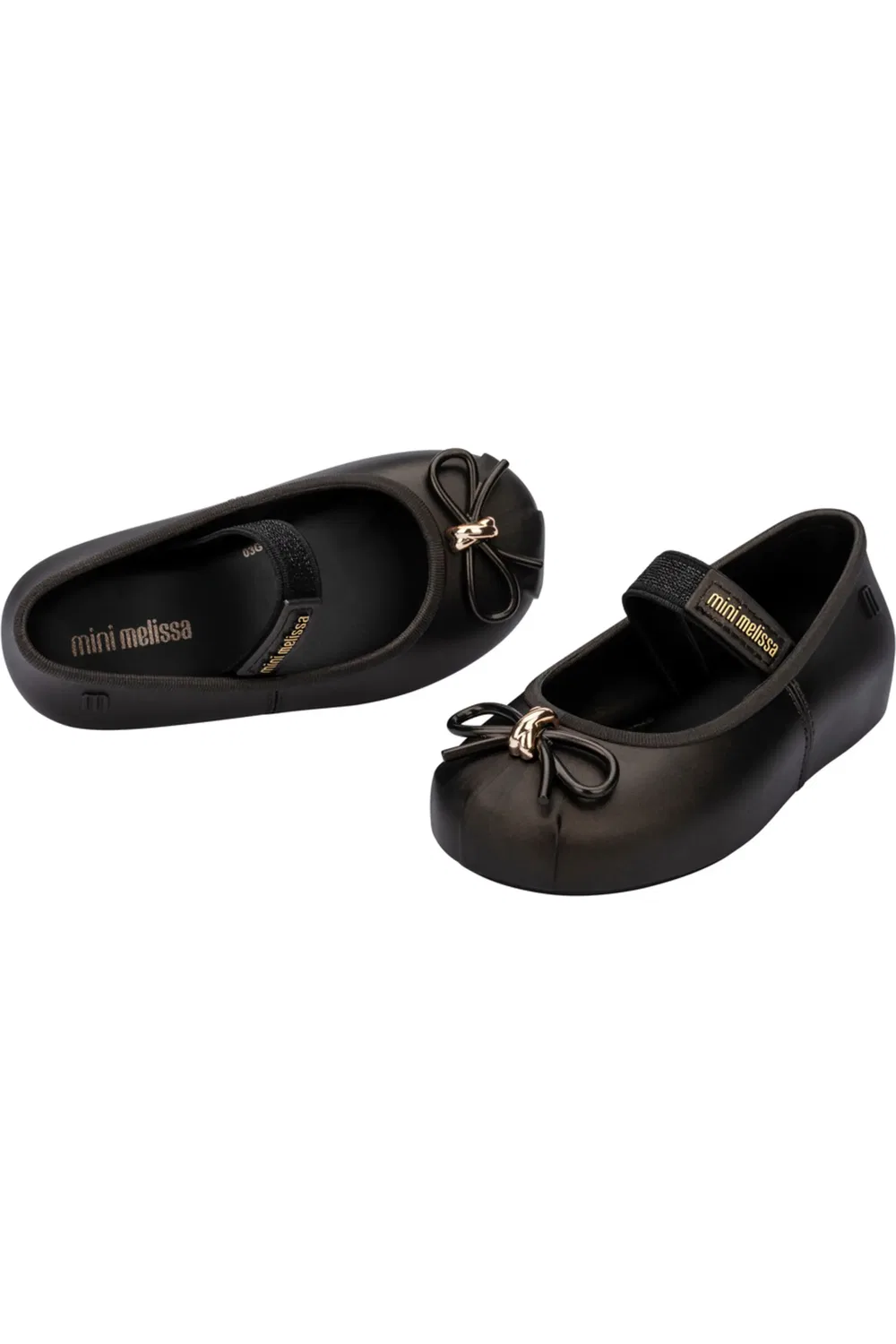 Детские туфли балетки с бантом Sophie Mini Melissa, Metallic Black — фото 4