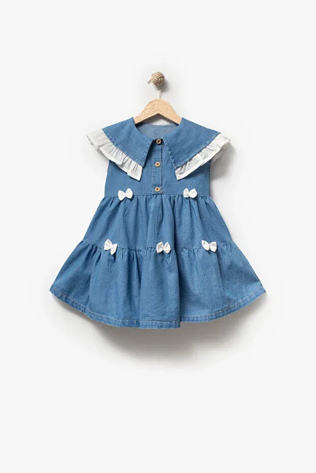 Детское джинсовое платье для девочек с воротничком Jikko Baby, Blue
