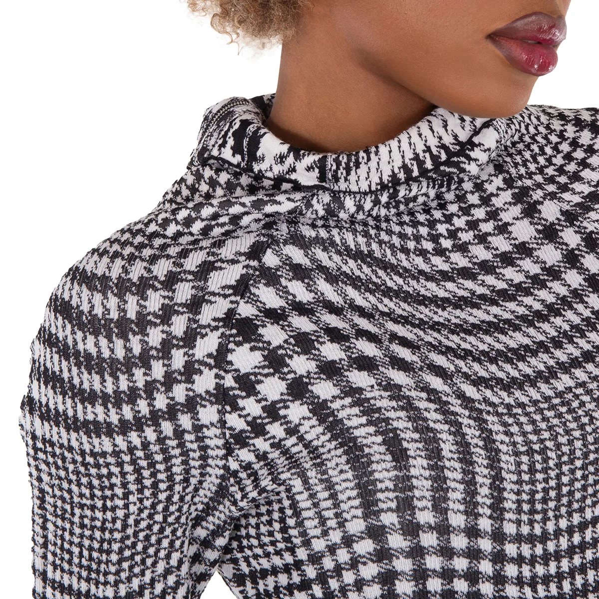 Платье миди с принтом Houndstooth Pattern Burberry, Monochrome Ip Pttn — фото 3