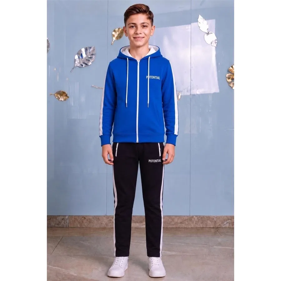 Комплект спортивного костюма с капюшоном и принтом Potential Pina Kids, Синий