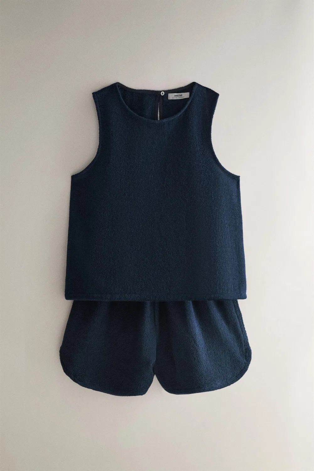 Хлопковый махровый пляжный топ ZARA, Navy blue — фото 4