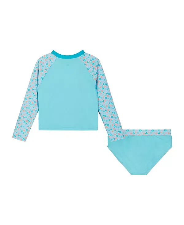 Детский комплект для плавания для девочек с длинным рукавом Rashguard Set Andy & Evan, Aqua Floral — фото 2