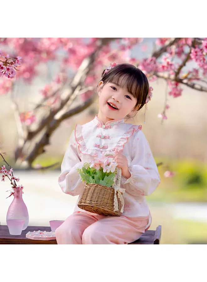 Комплект брюк в китайском стиле с принтом Tang Dynasty Cute, розовый