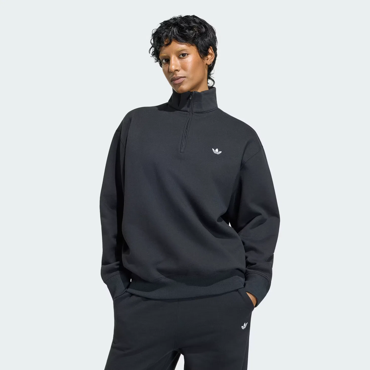 Женская толстовка свободного кроя Essentials Fleece Half-Zip Adidas Originals, черный