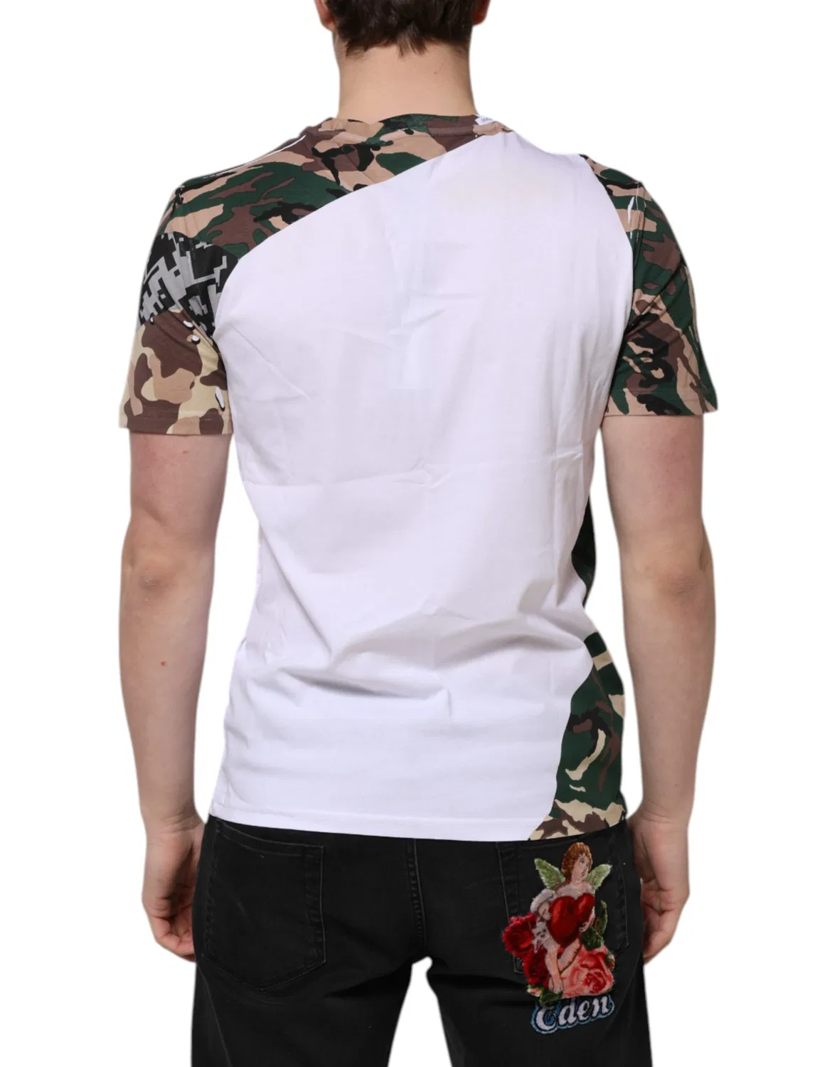 Мужская футболка с коротким рукавом с принтом Camouflage Dolce & Gabbana, White — фото 4