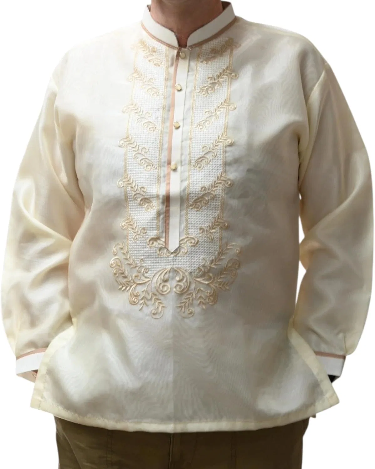 Мужская рубашка с вышивкой Barong Tagalog, кремовый