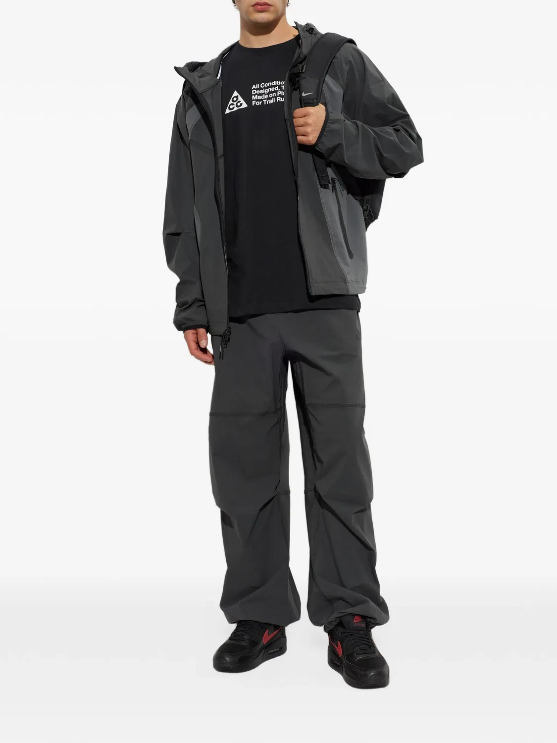Куртка Windrunner Dri-FIT колор-блок серая Nike, серый — фото 3
