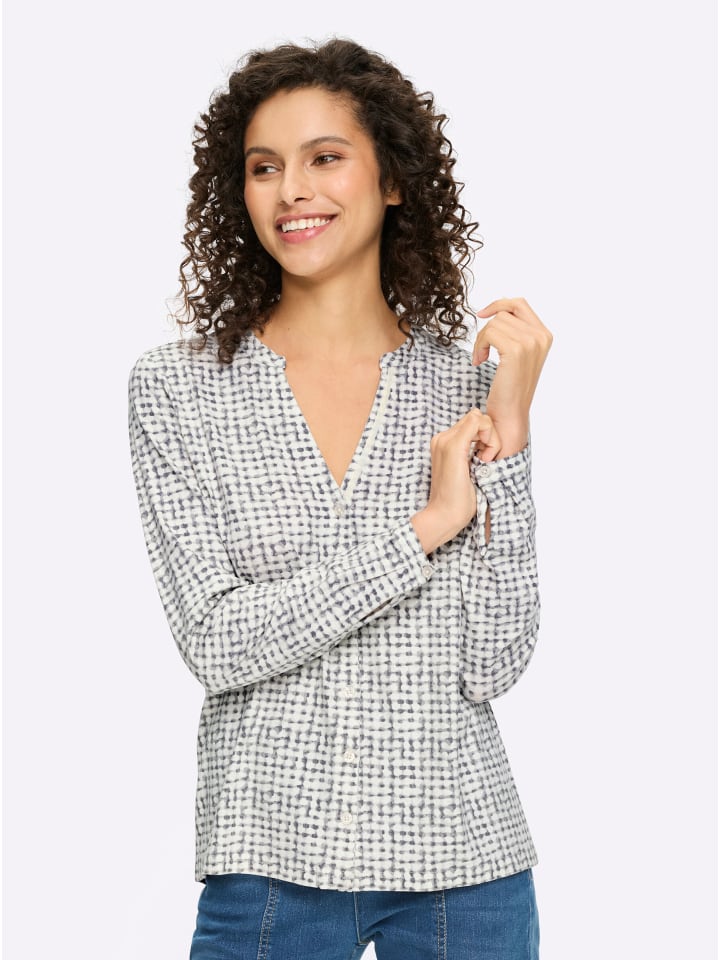 

Джерси блузка с принтом цвета экрю и светло-серого цвета Heine