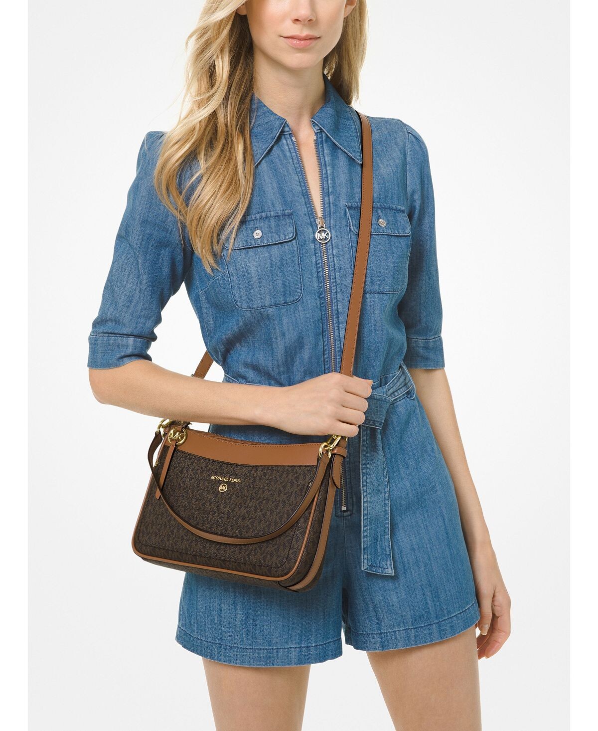 

Сумка на плечо с подвеской и молнией с логотипом Jet Set Michael Kors