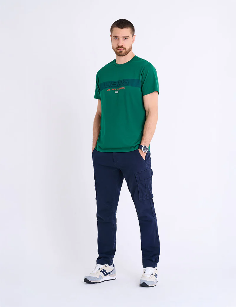 Футболка U.S. Polo Assn Embossed Uspa Stripe Jersey, зеленый — фото 3