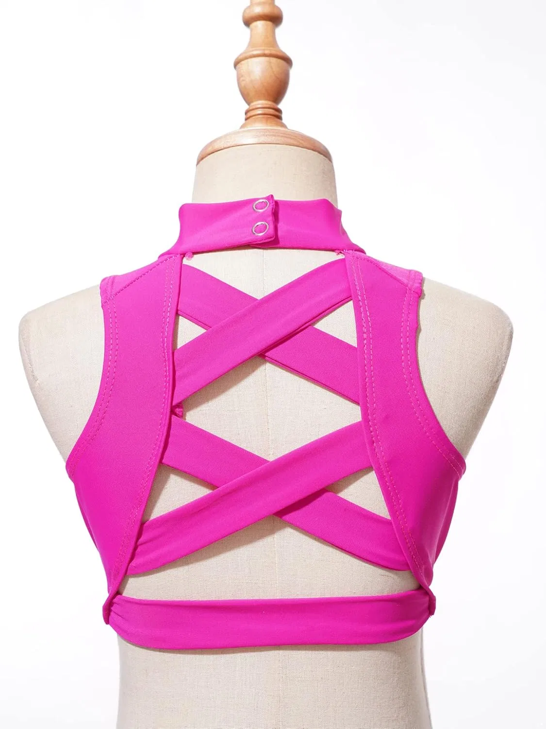 Детский спортивный топ с v-образным вырезом, QinCiao, Hot Pink — фото 4