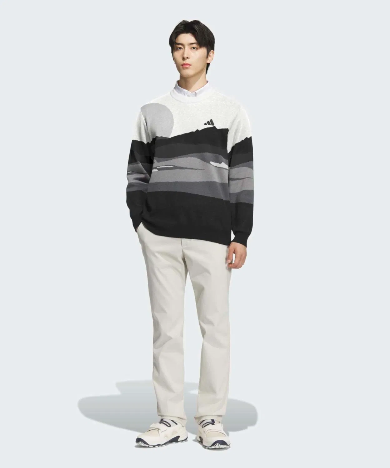 Мужской свитшот с длинным рукавомс графическим принтом Adidas Golf, Black — фото 4
