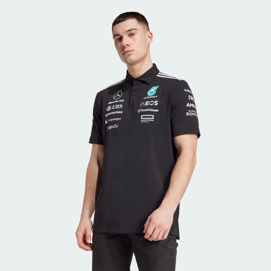 Поло из полиэстера с хлопком Mercedes-AMG Petronas Formula One Team adidas, Черно-белый