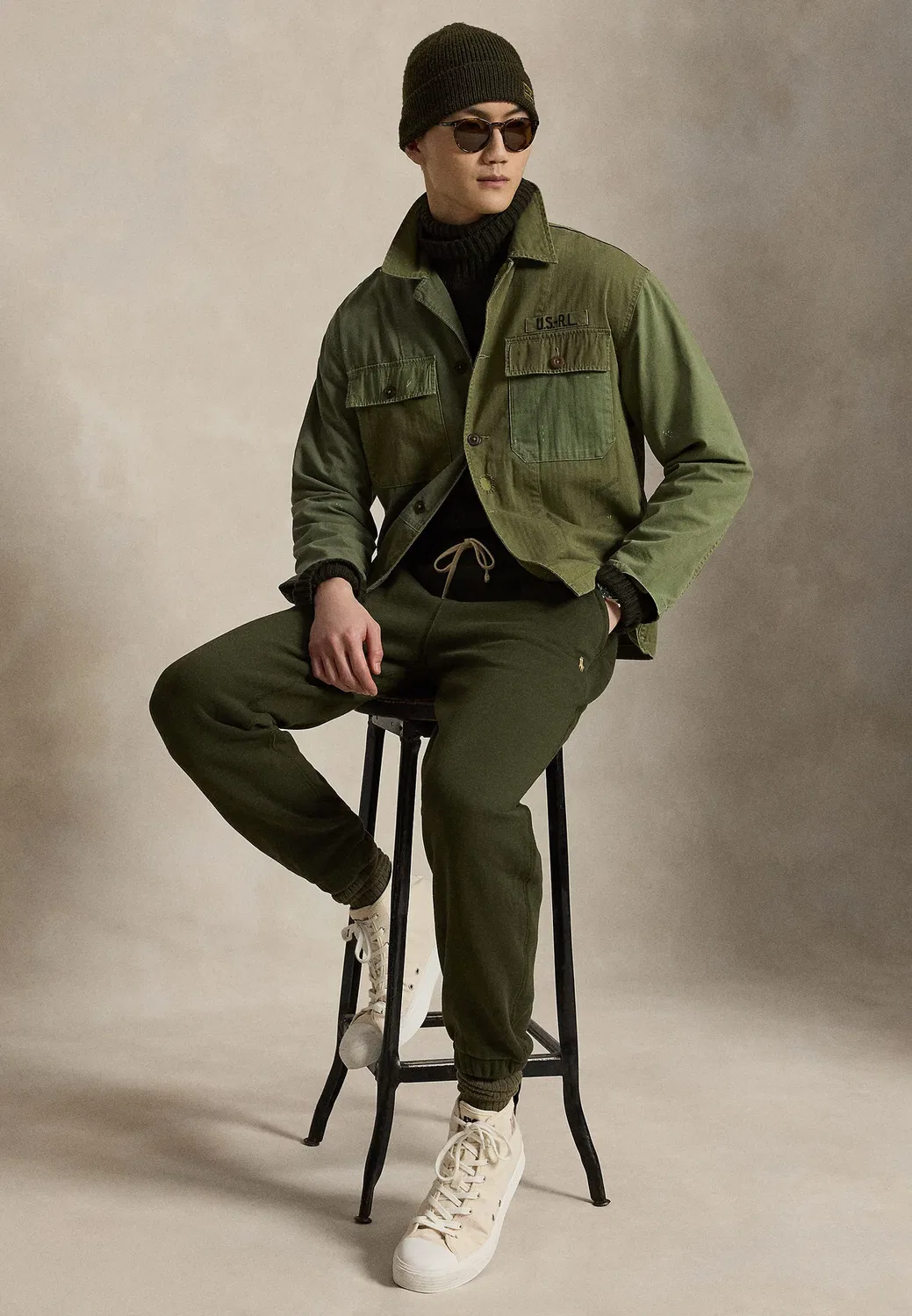 Спортивные штаны из флиса RL - брюки от спортивного костюма Polo Ralph Lauren, Company Olive — фото 4