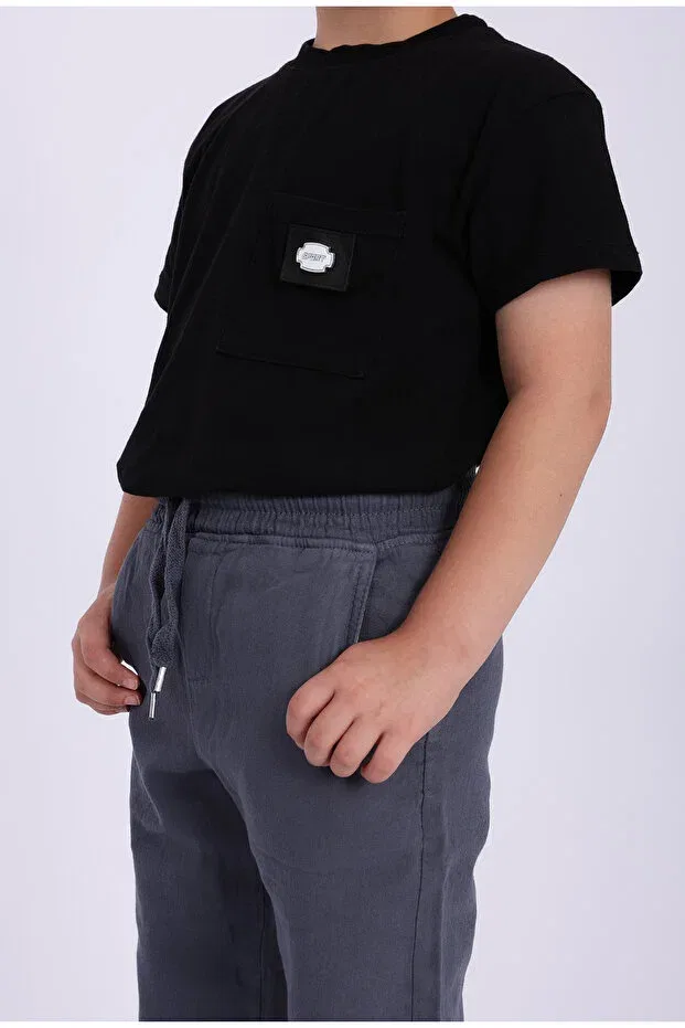 Детские брюки для девочек с эластичным поясом Myrab Denim, Anthracite — фото 2