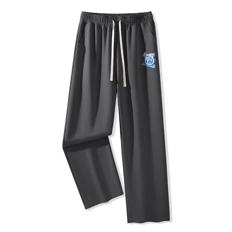 Детские повседневные брюки прямого кроя MINISO, Heather Gray (B Graffiti Blue Bear Pants Logo) — фото 3