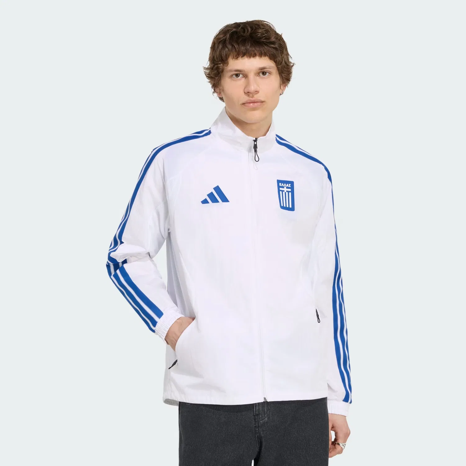 Куртка для тренировок Adidas Performance Griechenland Anthem белого цвета — фото 2