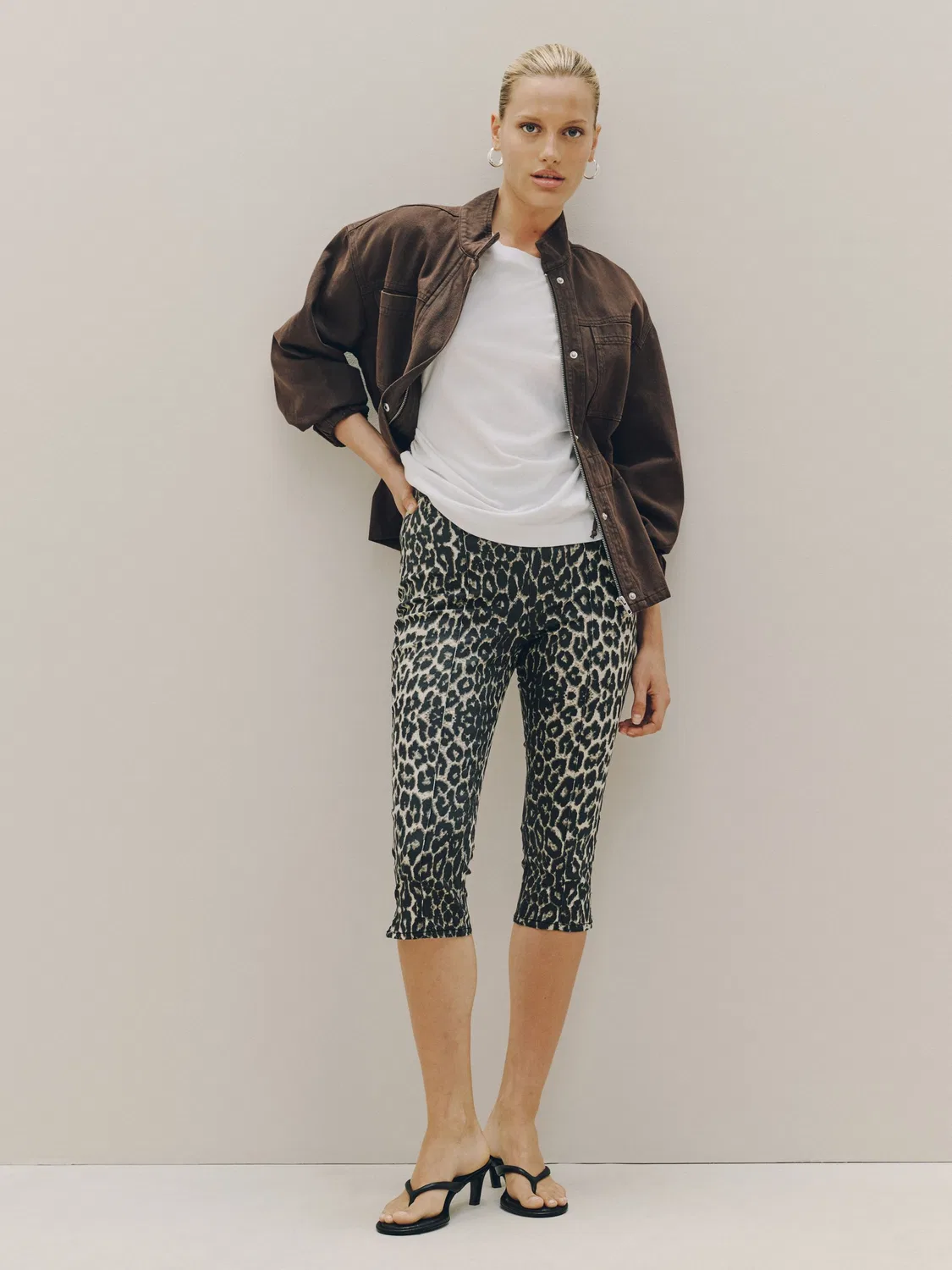 Джинсы капри с принтом леопард Next, Leopard Print