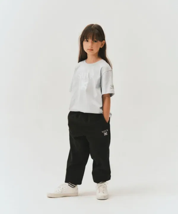Тренировочные штаны Classic Logo Sateur Kids, черный, розовый — фото 3