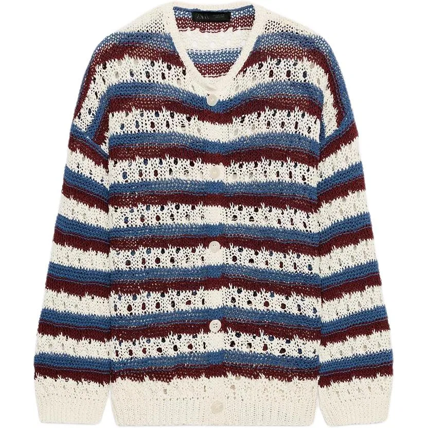 Женский вязаный джемпер с разноцветным принтом ZARA, Multicolor